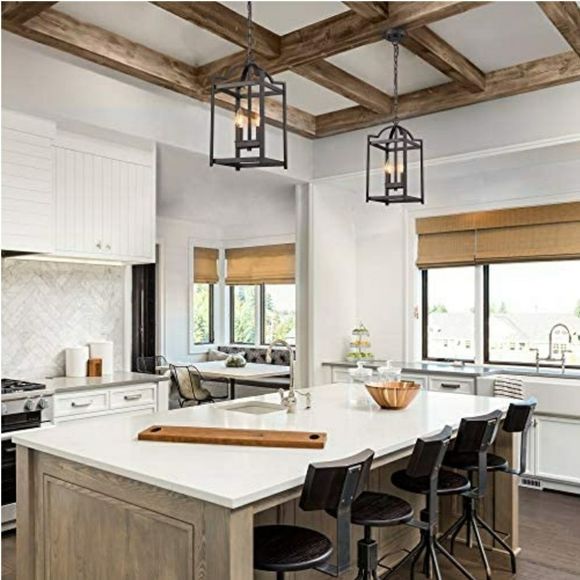 Emliviar 2-Light Lantern Pendant Light, Foyer Chandelier Hanging Light Fixture - Picture 2 of 3